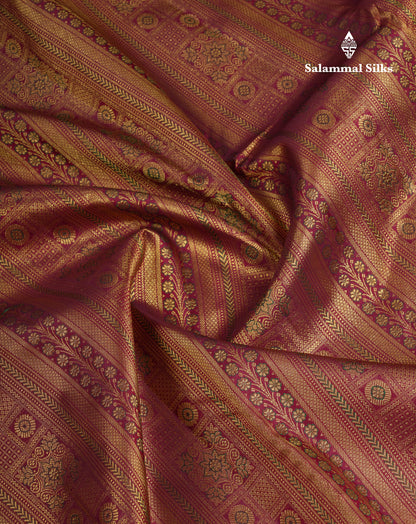 Beautiful Dark Maroon Bridal Meenakari Work Pure Kanjivaram Silk Saree With Traditional Border
