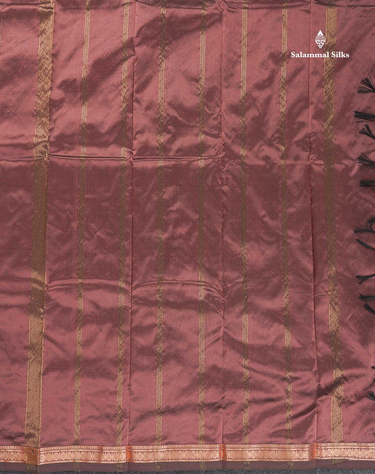 Semi Silk Saree - Chocolate Brown Colour Body Zari Butta With Traditional Small Border