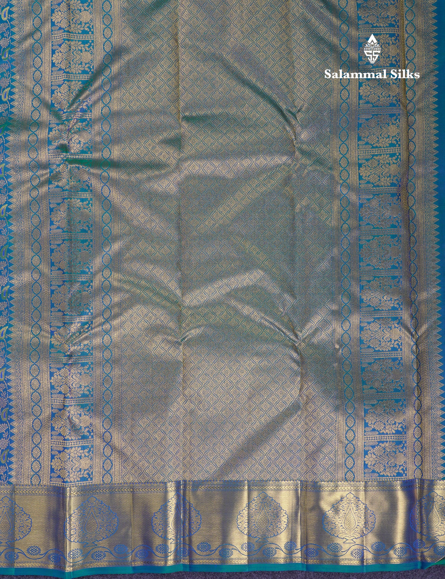 Beautiful Dual Tone Peacock Blue Menakari Work Bridal Pure Kanjivaram Silk Saree With Traditional Border