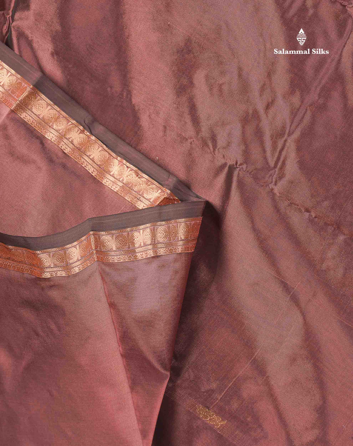 Semi Silk Saree - Chocolate Brown Colour Body Zari Butta With Traditional Small Border