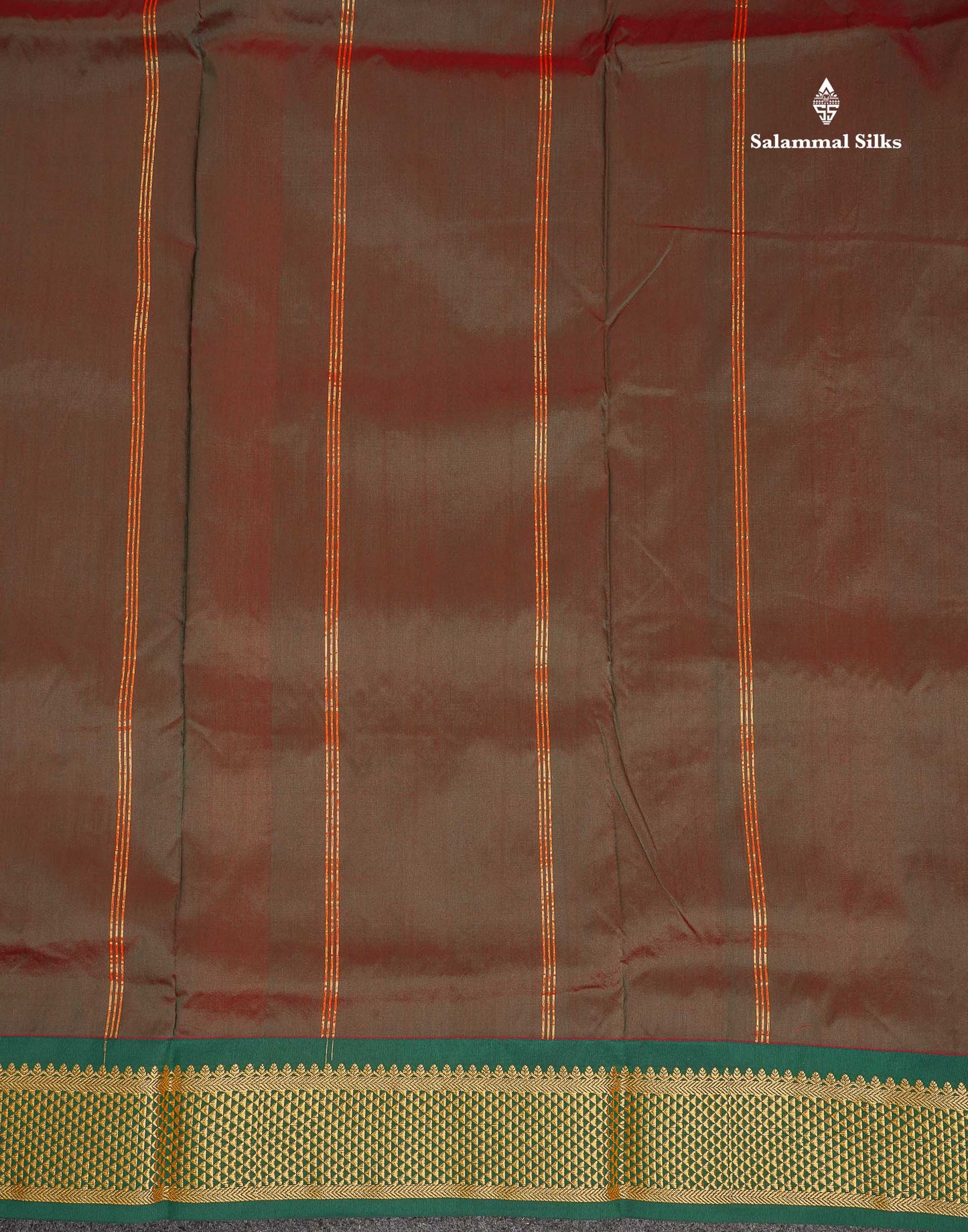 Semi Silk Saree - Light Orange Colour Body Plain With Contrast Bottle Green Border | 9 Yards (Copy)