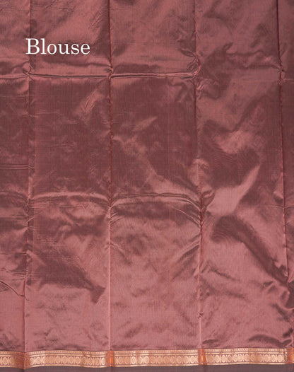 Semi Silk Saree - Chocolate Brown Colour Body Zari Butta With Traditional Small Border