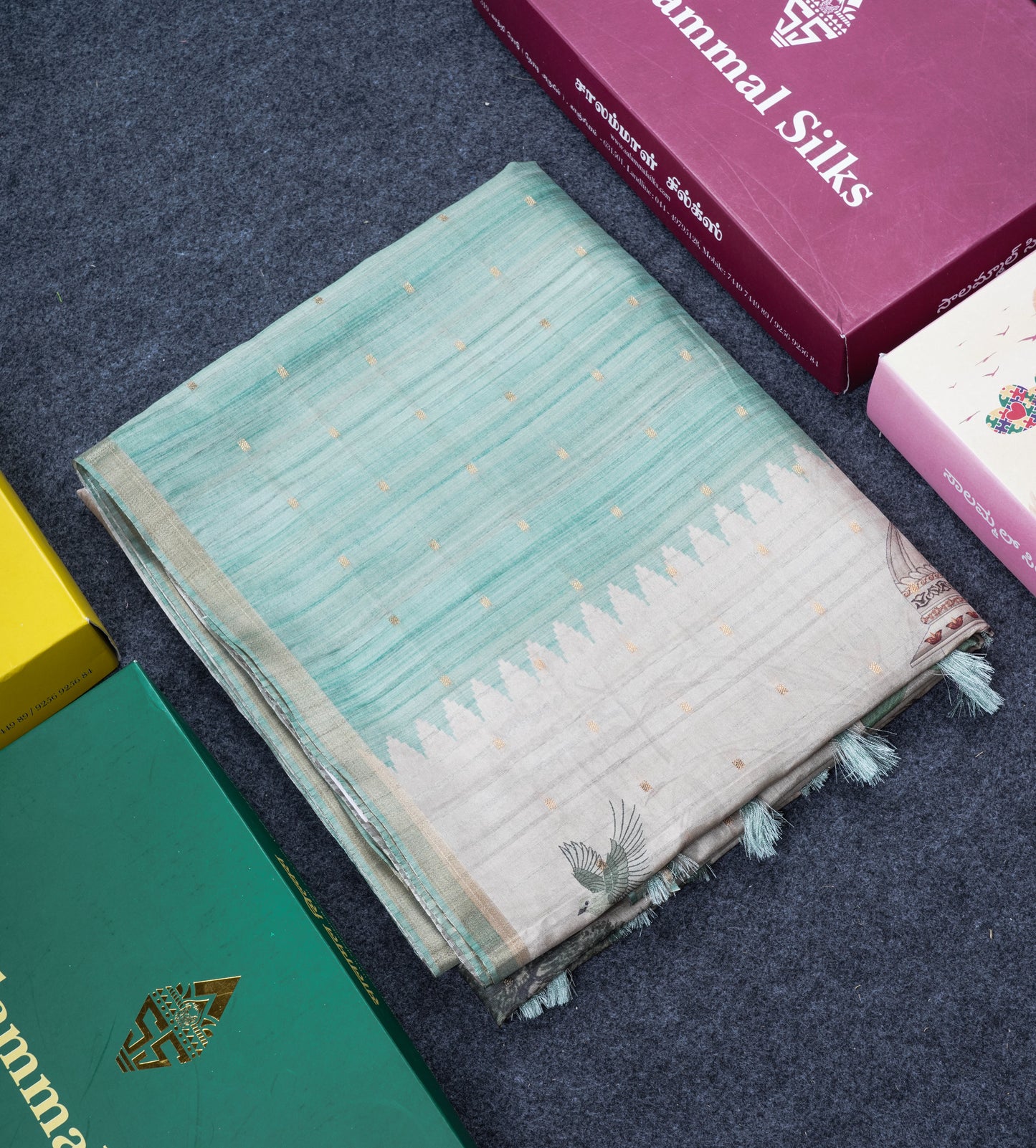 Light Pink Semi Tussar Fancy Saree With Small Ribbon Border