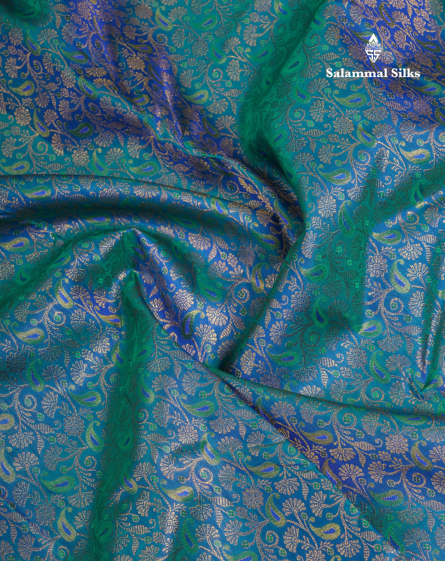 Beautiful Dual Tone Peacock Blue Menakari Work Bridal Pure Kanjivaram Silk Saree With Traditional Border