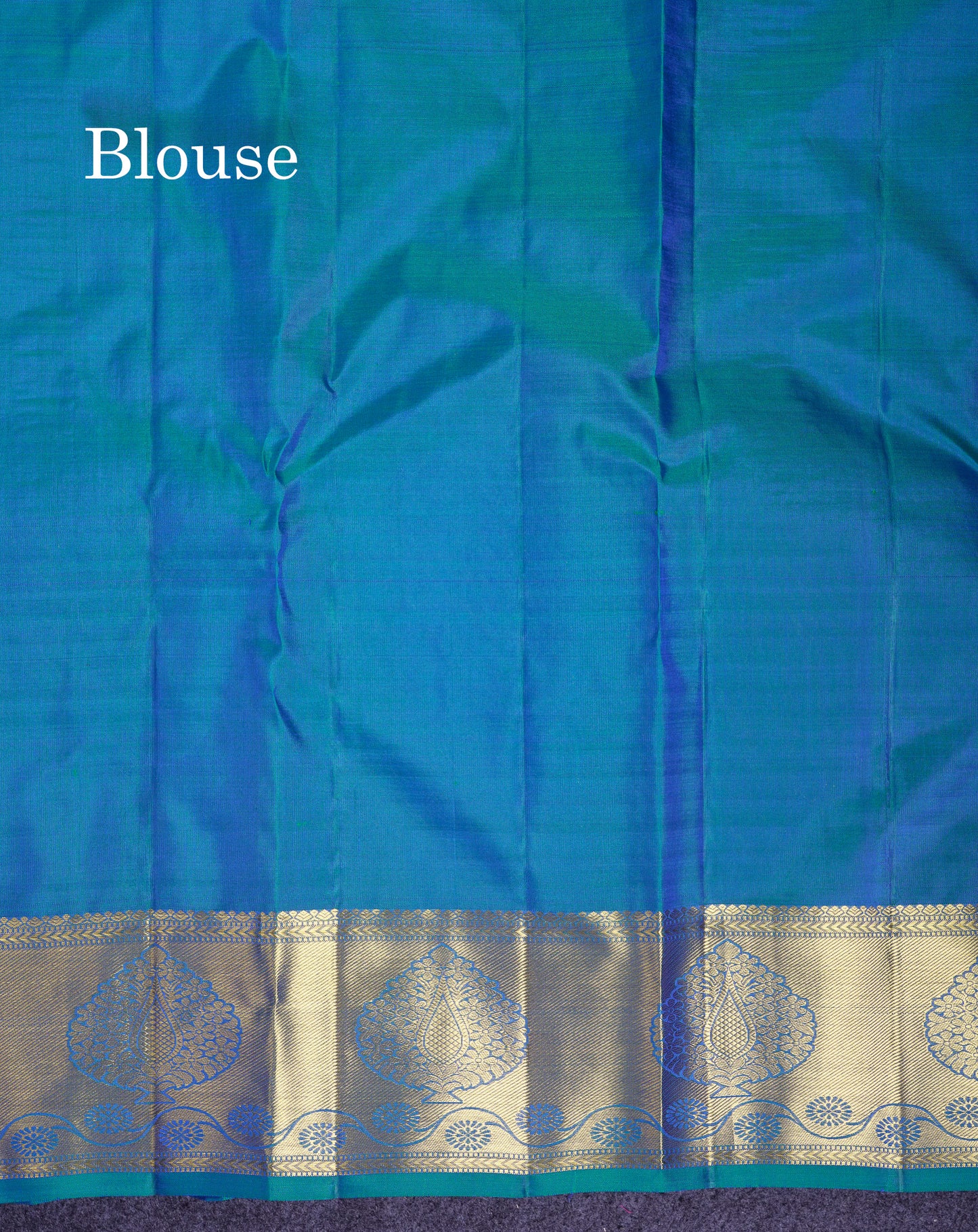 Beautiful Dual Tone Peacock Blue Menakari Work Bridal Pure Kanjivaram Silk Saree With Traditional Border