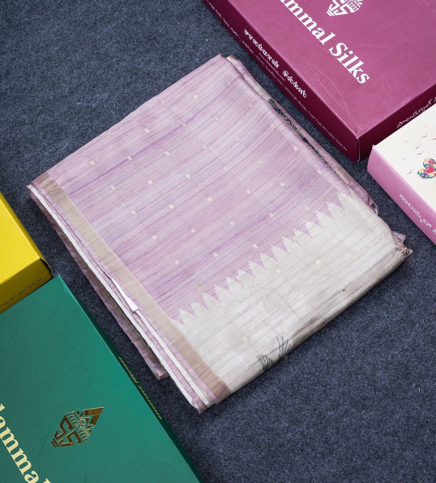 Light Pink Semi Tussar Fancy Saree With Small Ribbon Border