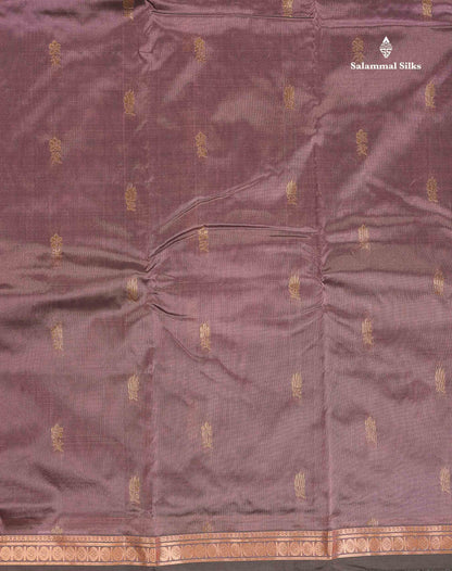 Semi Silk Saree - Chocolate Brown Colour Body Zari Butta With Traditional Small Border