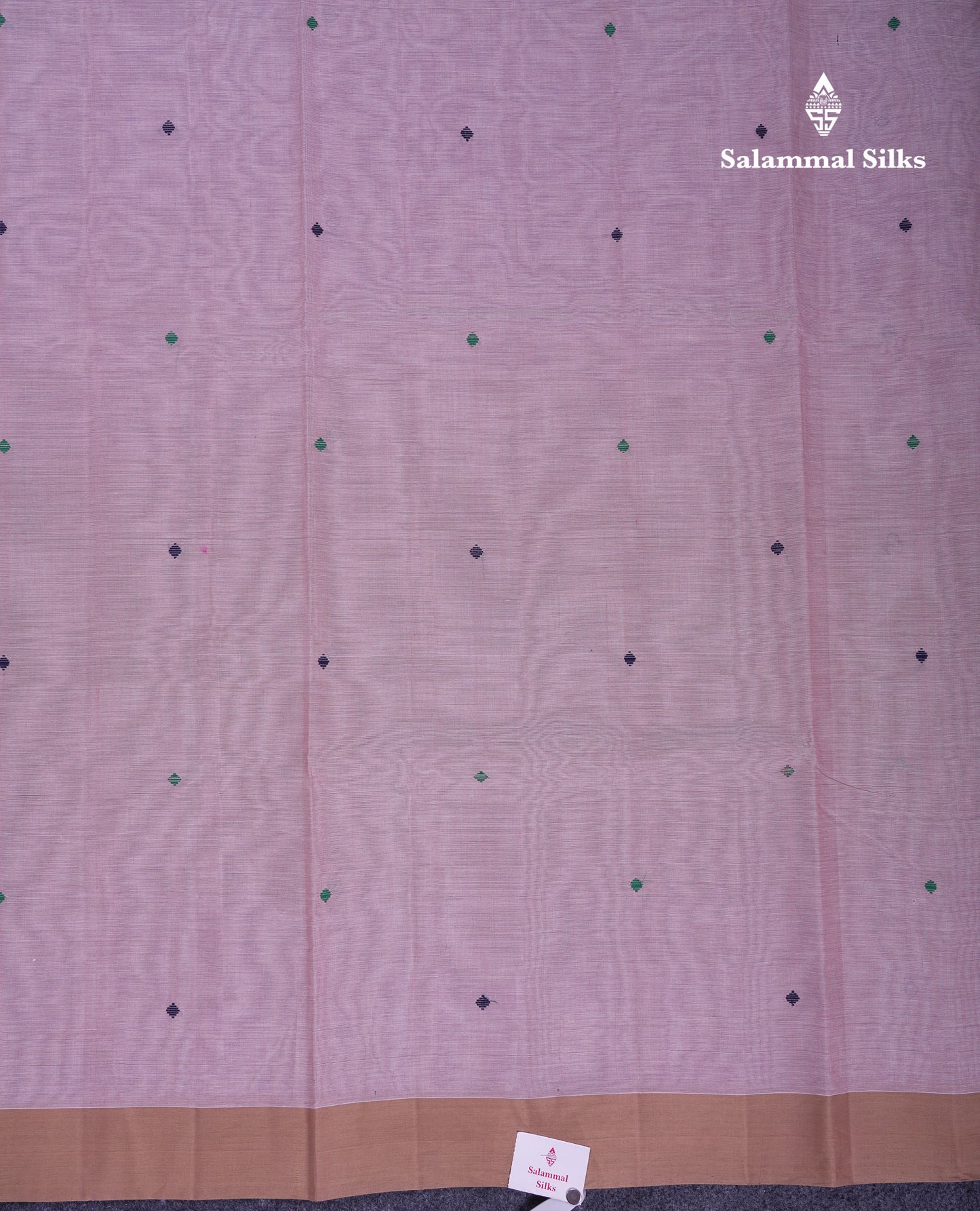 Beautiful Onion Pink Thread Work Butta Handloom Pure Cotton Saree With Contrast Sandal Blouse