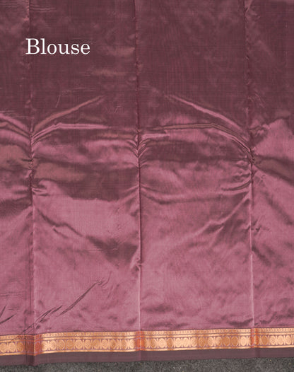 Semi Silk Saree - Chocolate Brown Colour Body Zari Butta With Traditional Small Border