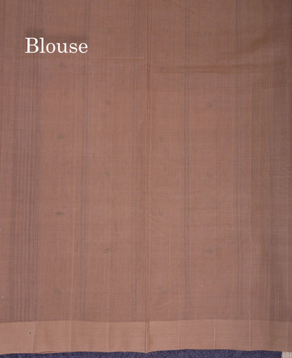 Beautiful Onion Pink Thread Work Butta Handloom Pure Cotton Saree With Contrast Sandal Blouse