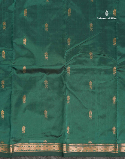 Semi Silk Saree - Chocolate Brown Colour Body Zari Butta With Traditional Small Border
