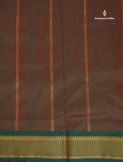 Semi Silk Saree - Green Colour Body Plain With Contrast Pink Border | 9 Yards