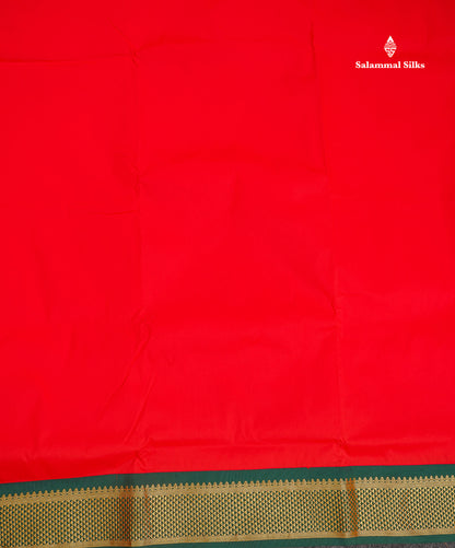 Semi Silk Saree - Green Colour Body Plain With Contrast Pink Border | 9 Yards