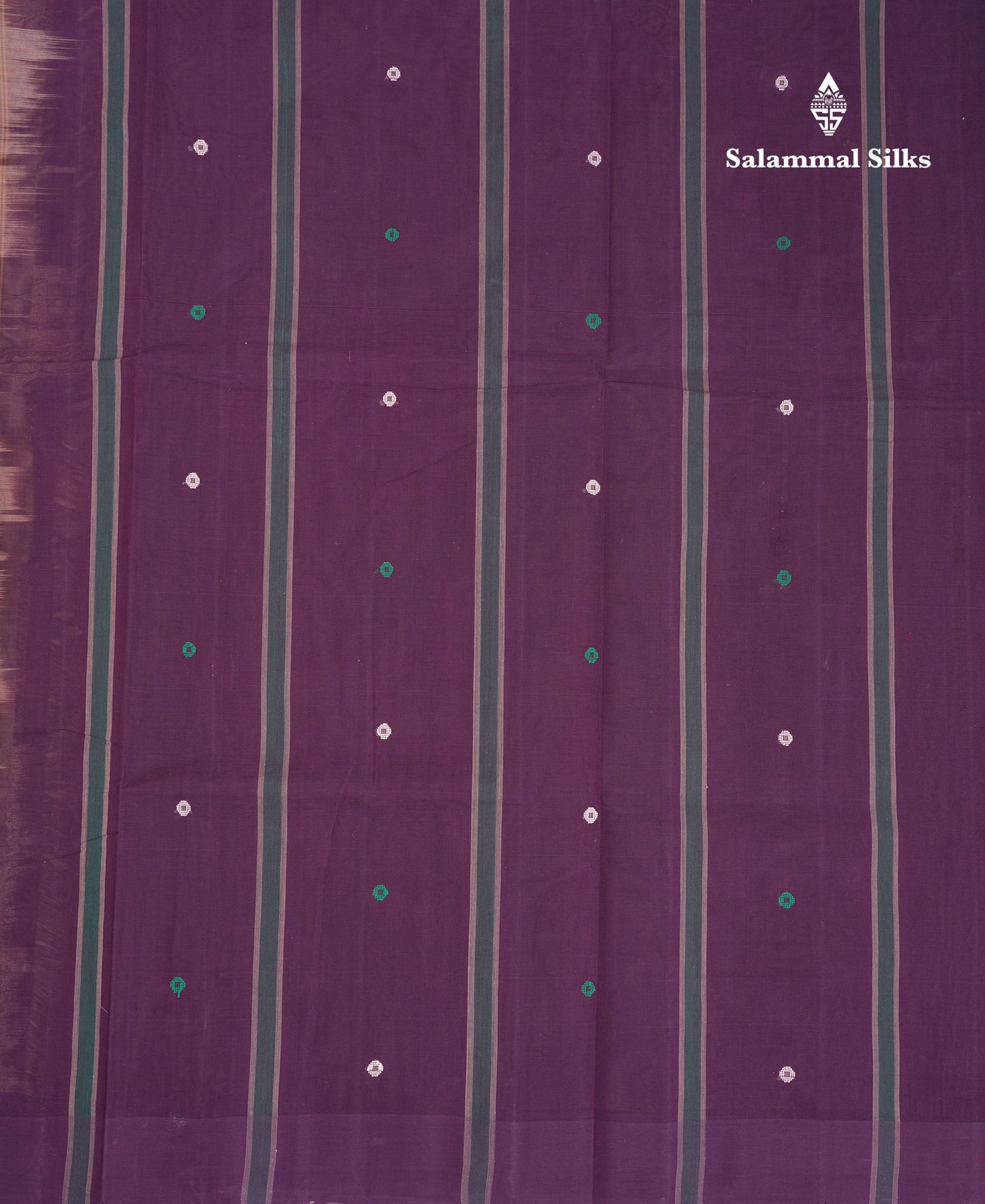 Beautiful Beige Thread Work Butta Handloom Pure Cotton Saree With Contrast Dark Magenta Blouse