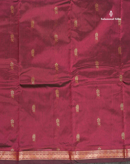 Semi Silk Saree - Chocolate Brown Colour Body Zari Butta With Traditional Small Border