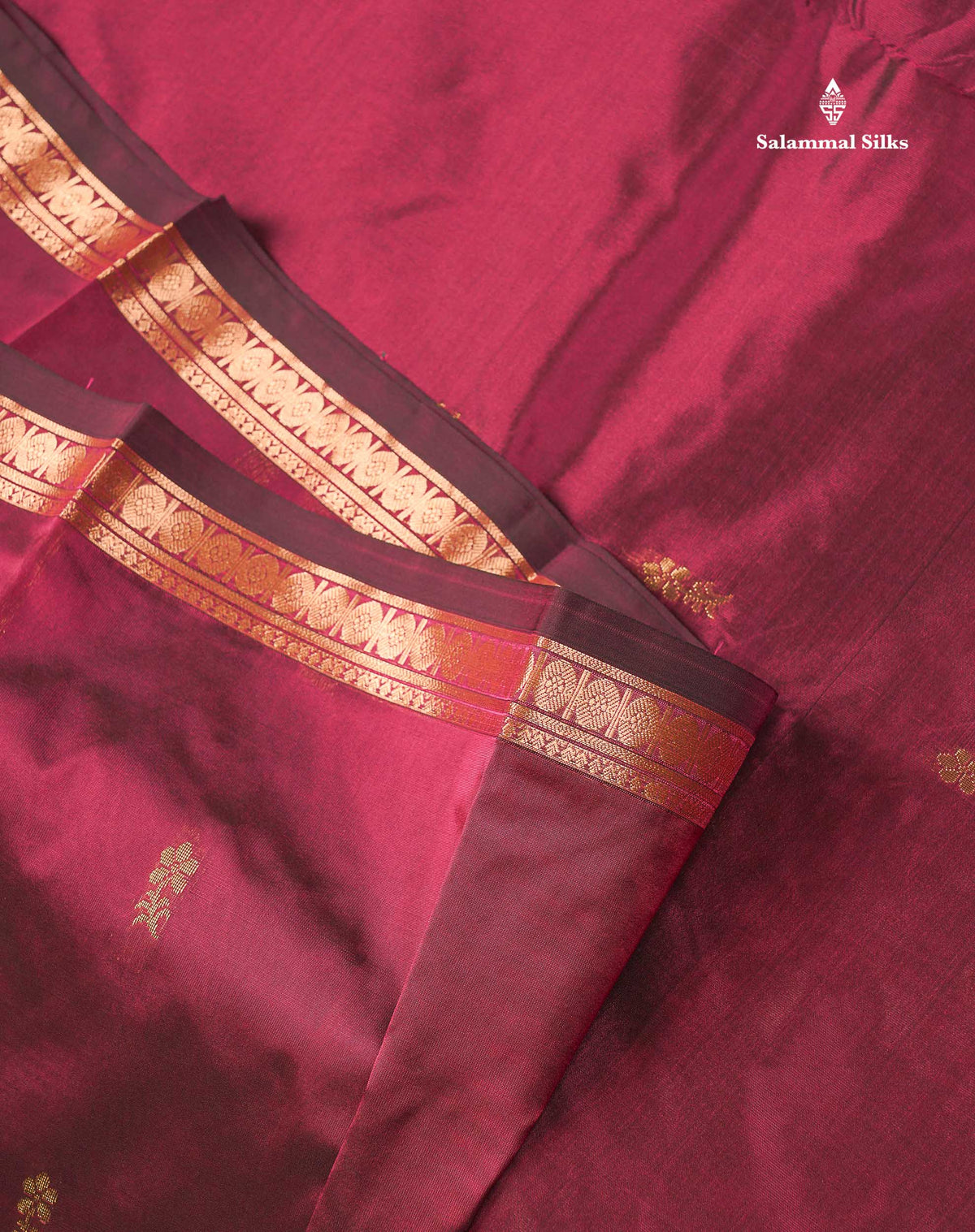 Semi Silk Saree - Chocolate Brown Colour Body Zari Butta With Traditional Small Border