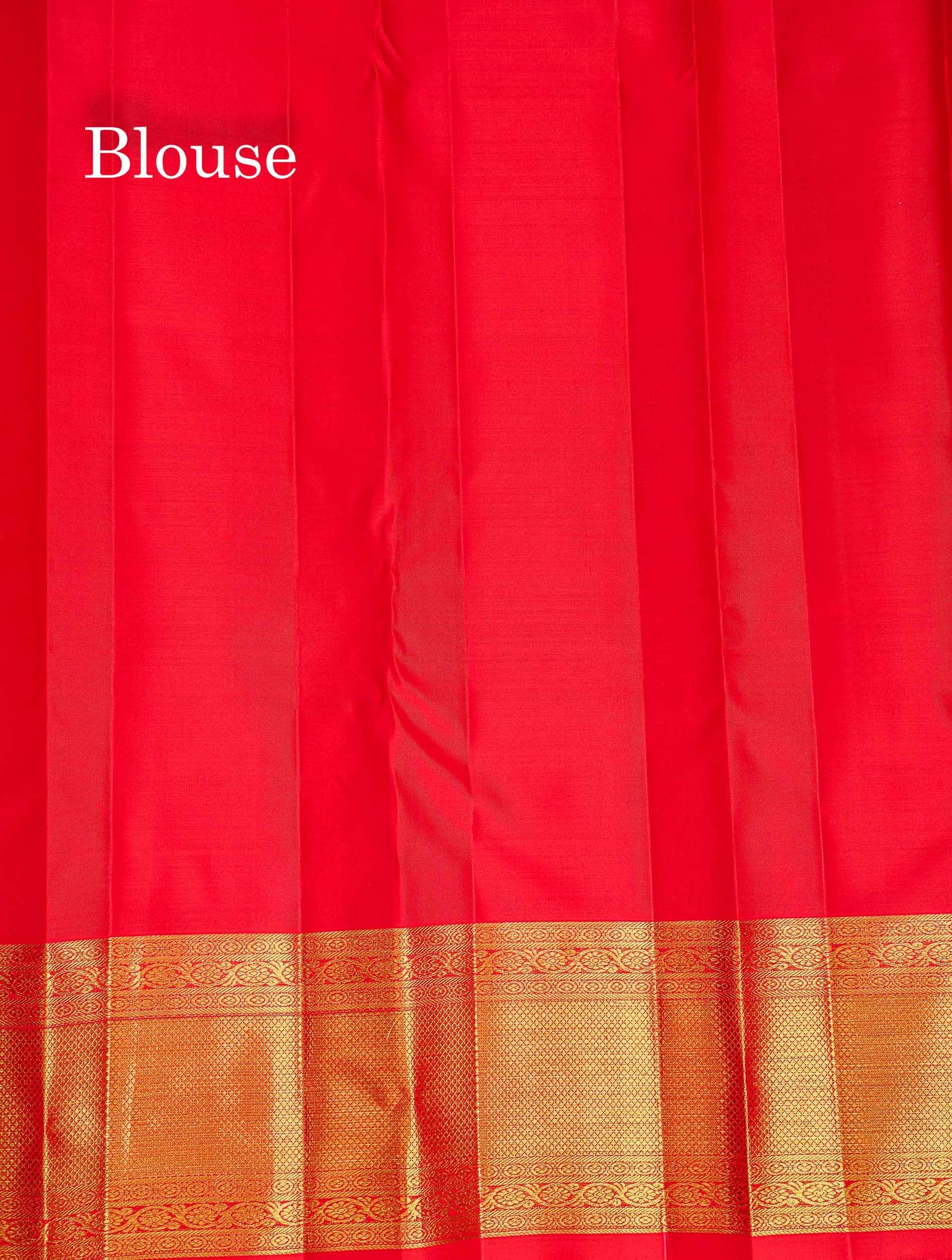 Korvai 2G Zari Pure Kanjivaram Silk Saree - Green Colour  with Contrast Red Traditional Border