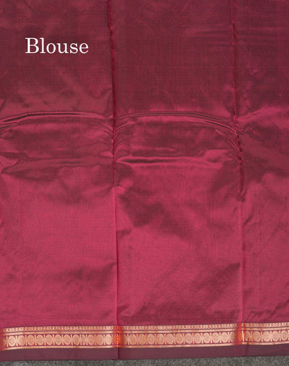 Semi Silk Saree - Chocolate Brown Colour Body Zari Butta With Traditional Small Border