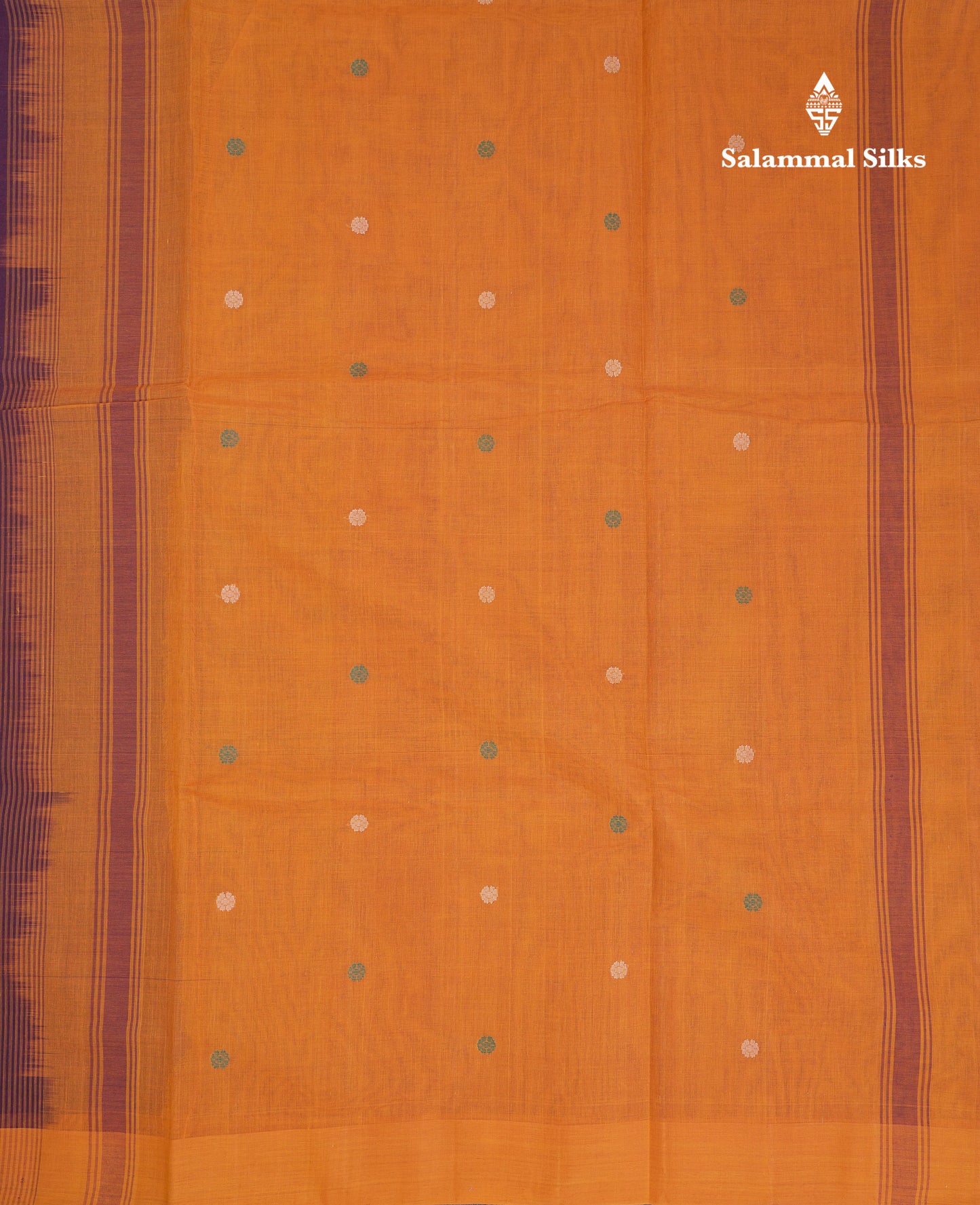 Beautiful Dark Magenta Thread Work Butta Handloom Pure Cotton Saree With Contrast Mustard Yellow Blouse