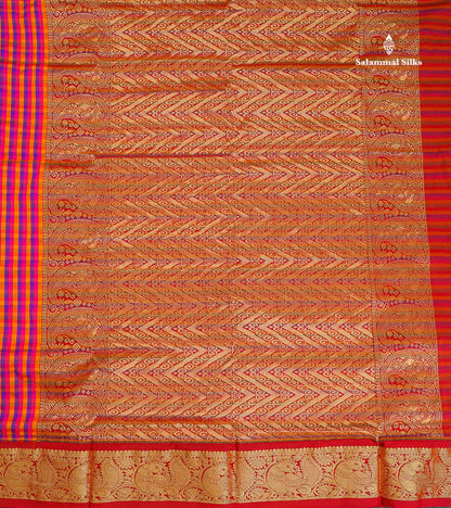 Semi Silk Saree - Multicolour Colour Body Checks With Contrast Maroon Traditional Border | 10 Yards