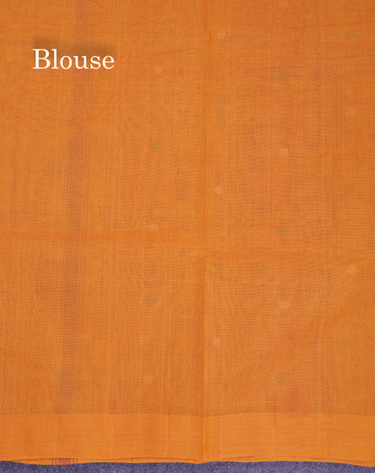 Beautiful Dark Magenta Thread Work Butta Handloom Pure Cotton Saree With Contrast Mustard Yellow Blouse