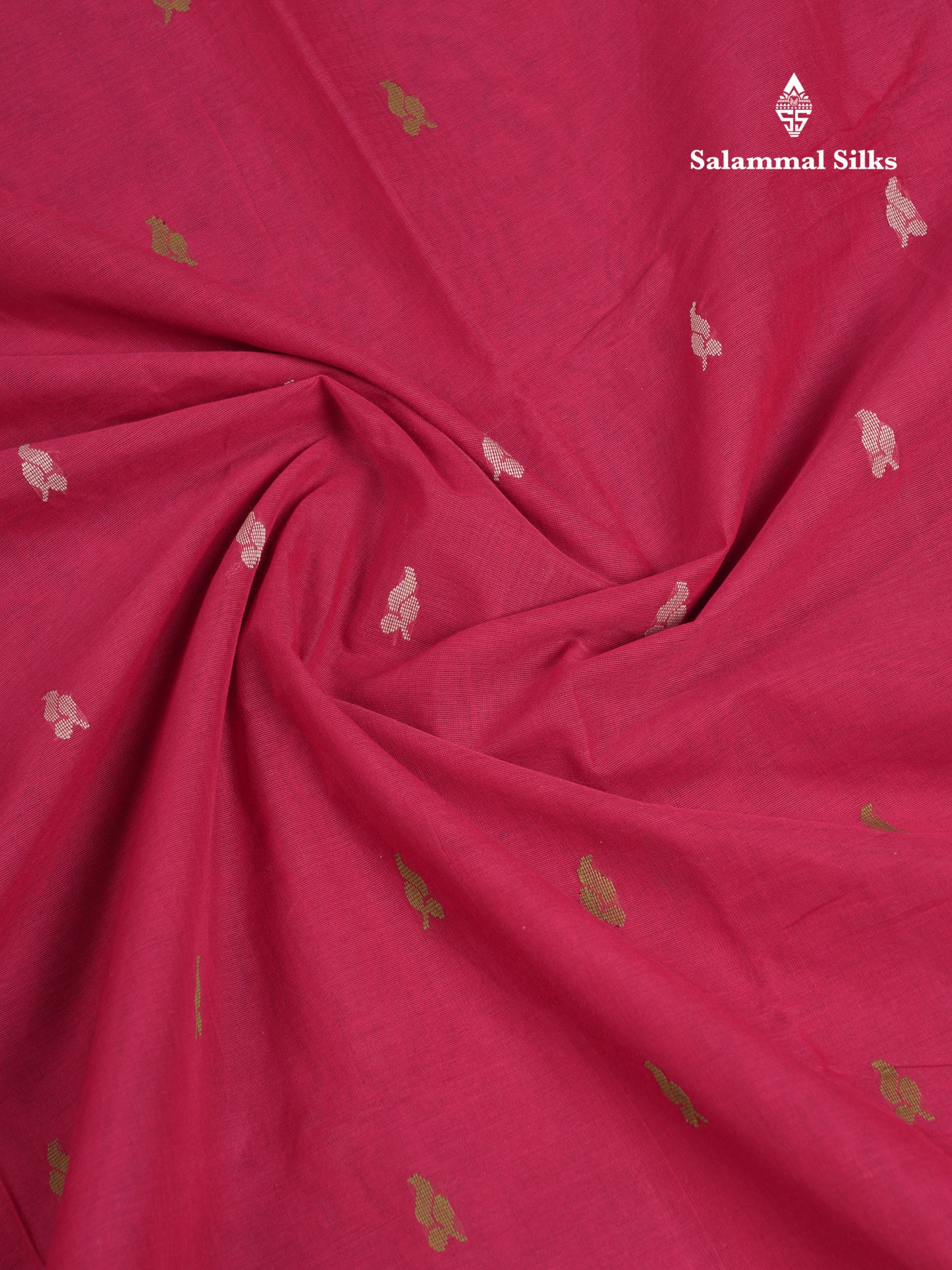 Beautiful Dark Maroon Thread Work Butta Handloom Pure Cotton Saree With Contrast Blueish Grey Blouse