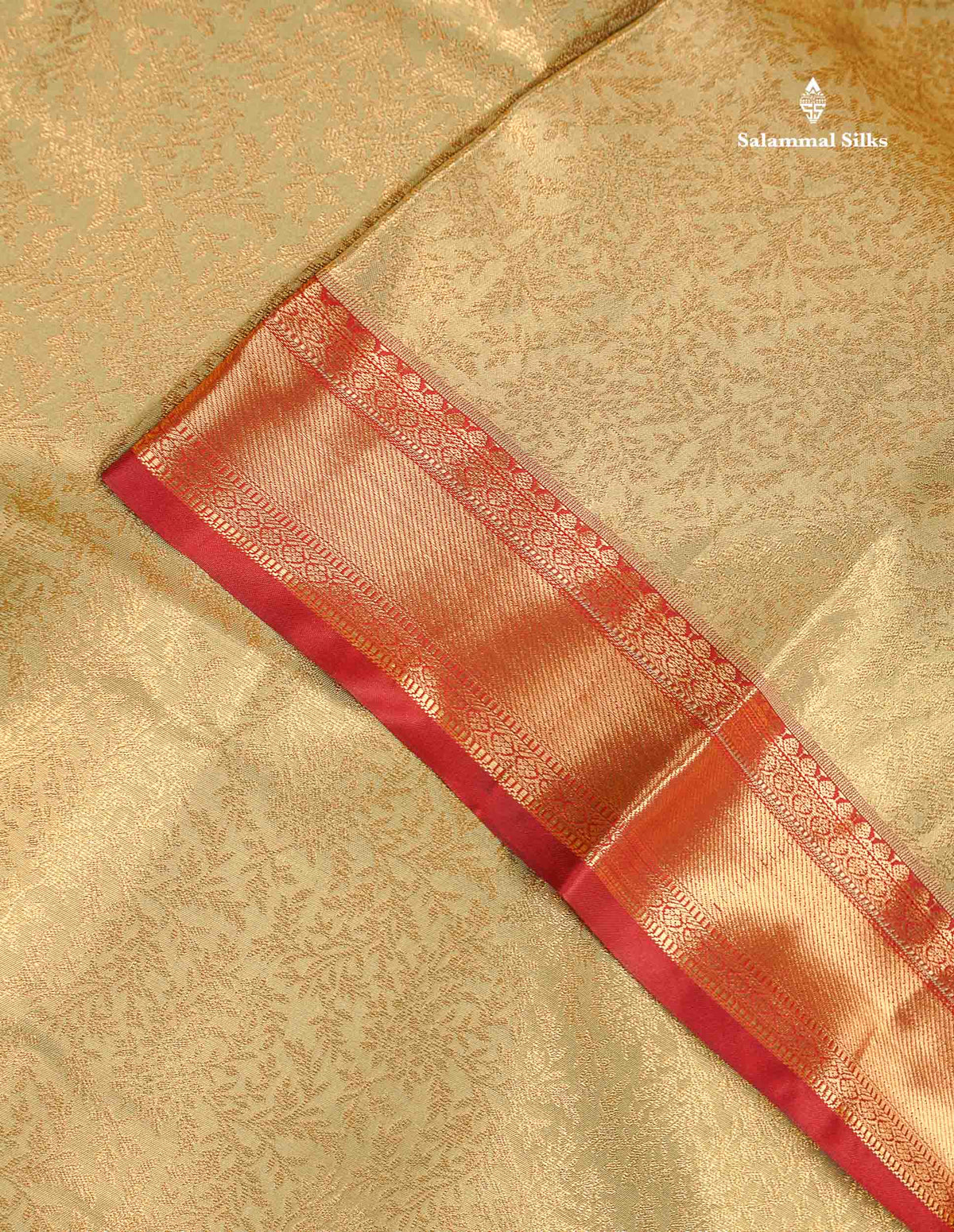 Tissue Bridal Semi Silk Saree -  Cream Yellow Colour Body With Contrast Maroon Border