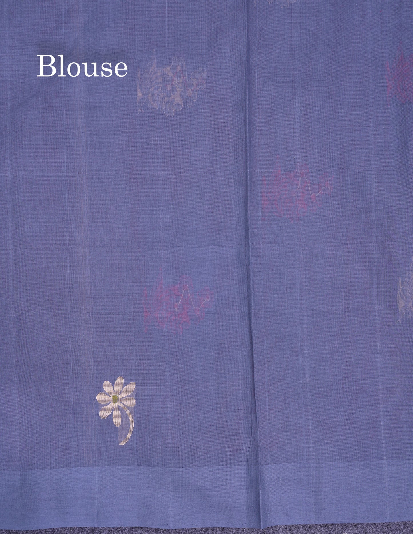 Beautiful Dark Maroon Thread Work Butta Handloom Pure Cotton Saree With Contrast Blueish Grey Blouse