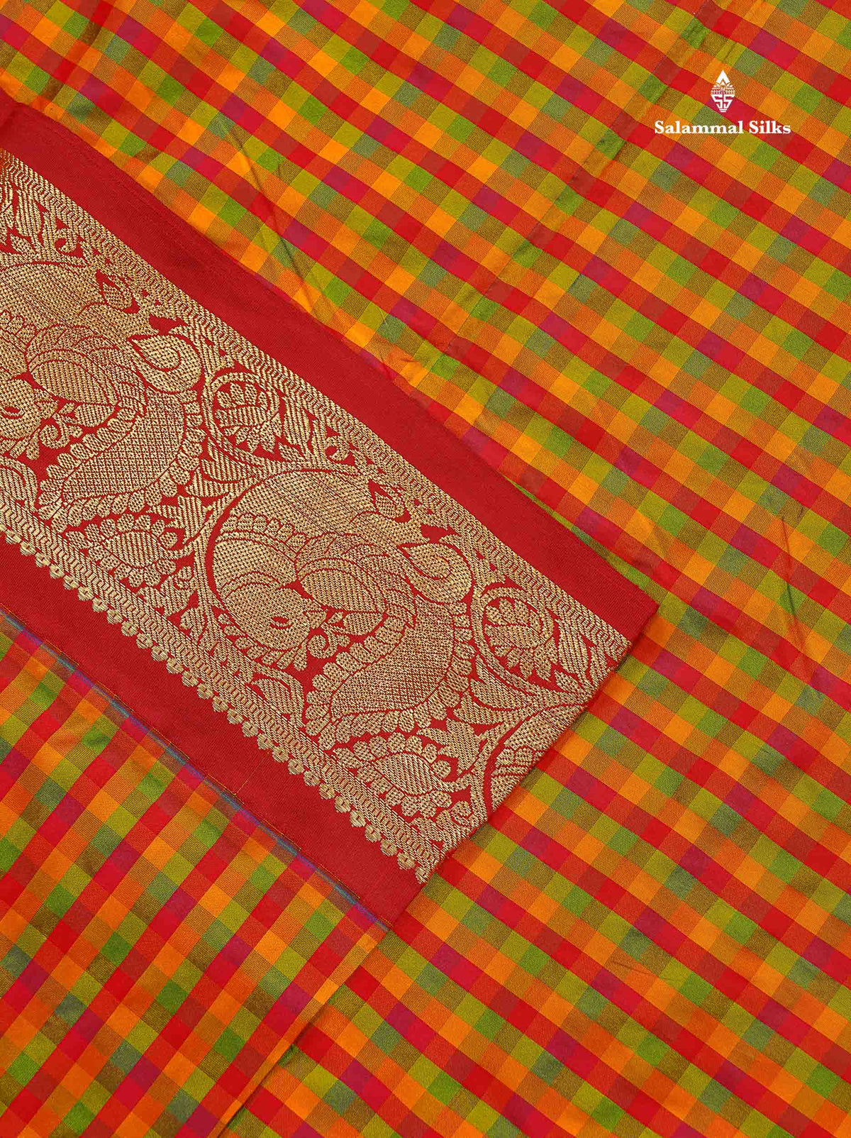 Semi Silk Saree - Multicolour Colour Body Checks With Contrast Maroon Traditional Border | 10 Yards