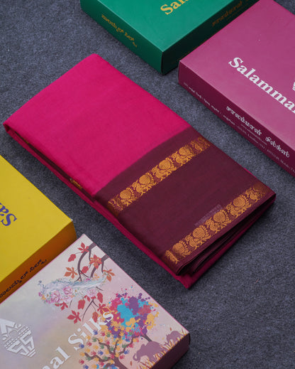Beautiful Purple Plain Sungudi Cotton Saree With Contrast Navy Blue Traditional Rettapet Border