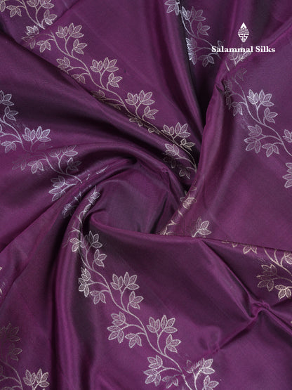 Beautiful Dark Purple Pure Kanjivaram Soft Silk Saree With Contrast Redish Maroon Evening Morning Border