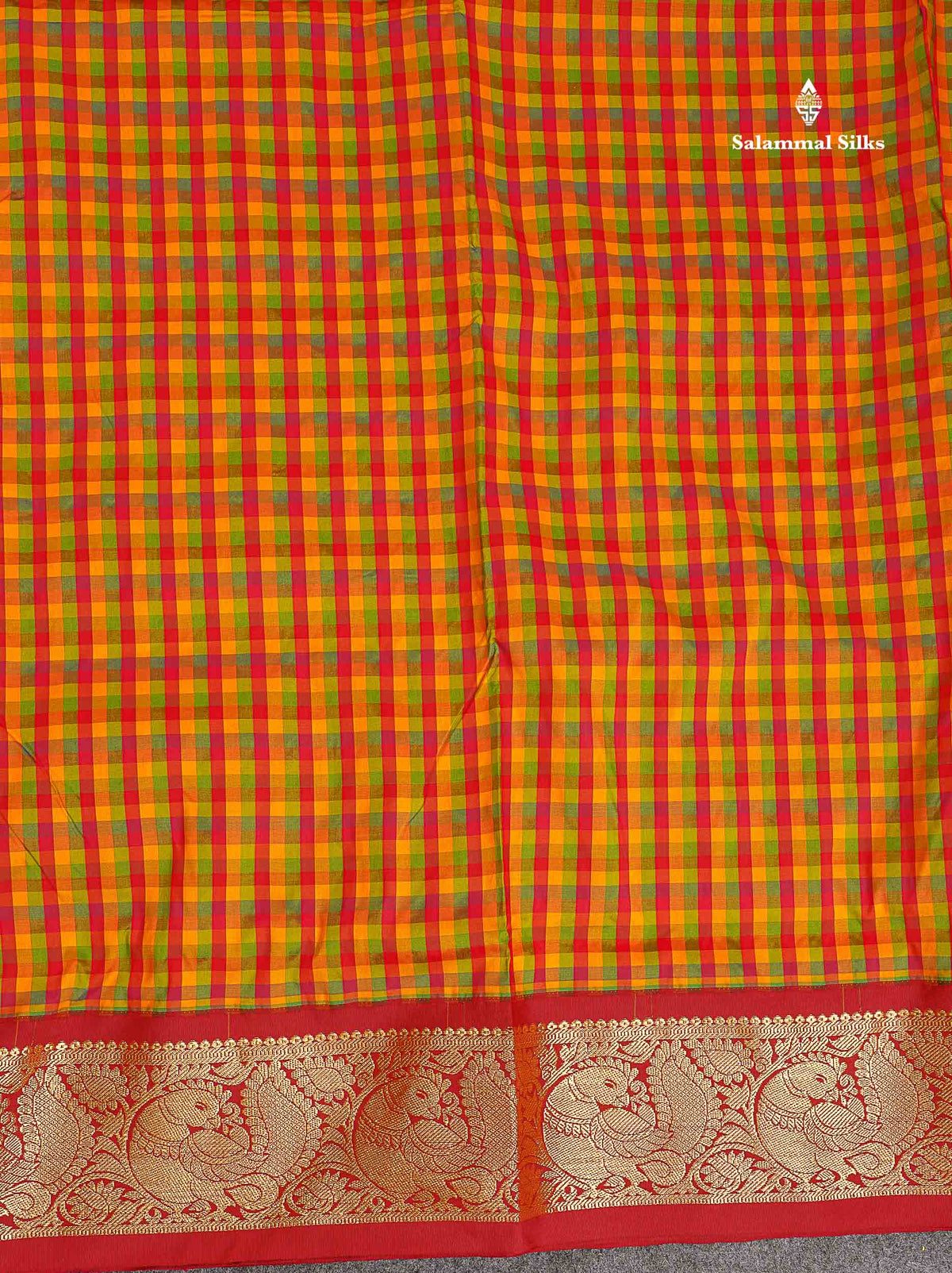Semi Silk Saree - Multicolour Colour Body Checks With Contrast Maroon Traditional Border | 10 Yards