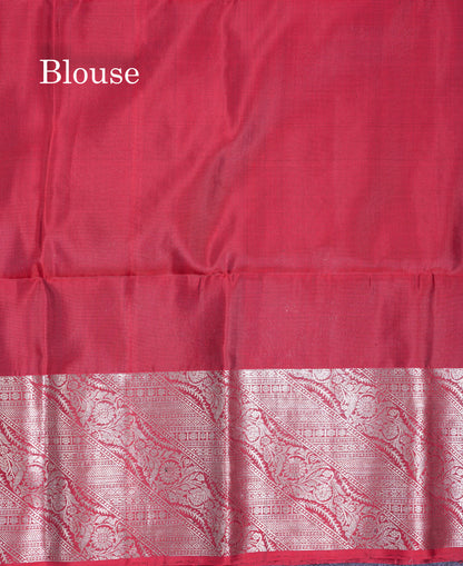 Beautiful Dark Purple Pure Kanjivaram Soft Silk Saree With Contrast Redish Maroon Evening Morning Border