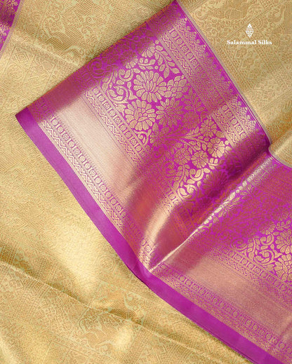 Tissue Bridal Semi Silk Saree - Pista Green Colour Body With Contrast Vadamalli Border