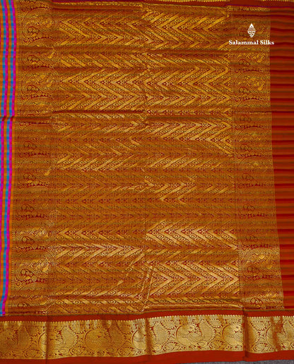 Semi Silk Saree - Multicolour Body Checks With Contrast Maroon Traditional Border | 10 Yards