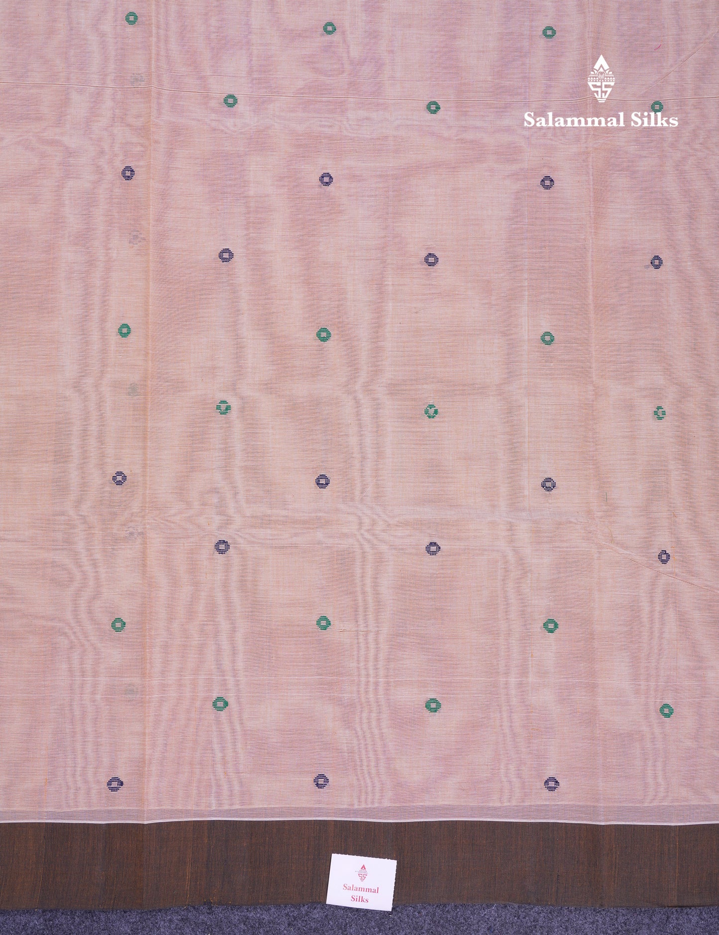 Beautiful Cream Sandal Thread Work Butta Handloom Pure Cotton Saree With Contrast Black Blouse