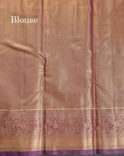 Tissue Bridal Semi Silk Saree - Light Green Colour Body With Contrast Dark Purple Border