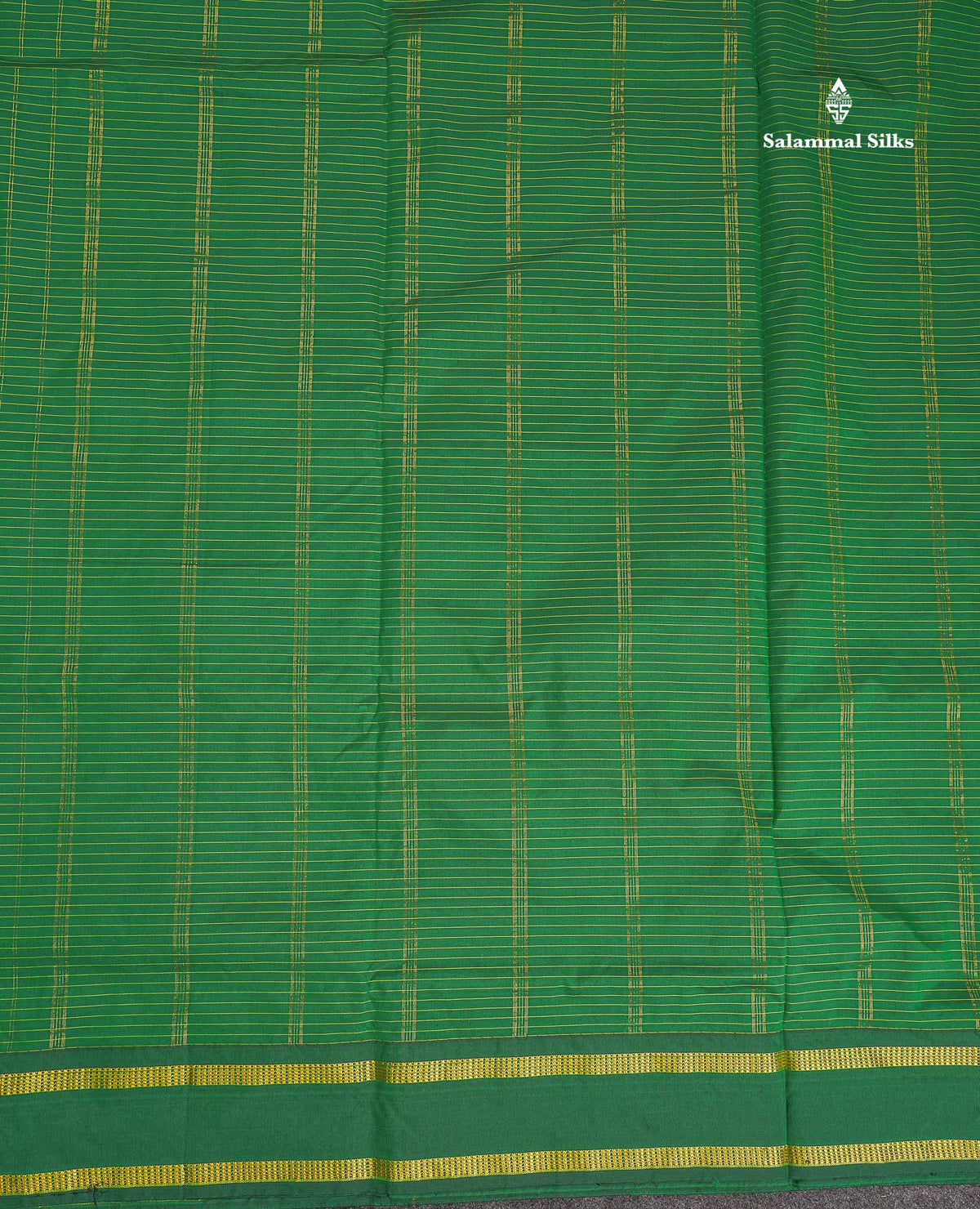 Semi Silk Saree - Bottle Green Colour Body Small Checks With Traditional Gap Border | 9 Yards