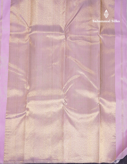 Beautiful Cream White 8Kol Pure Kanjivaram Silk Saree With Traditional Temple Border