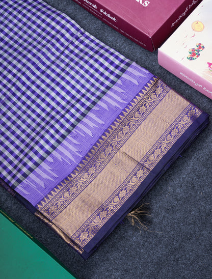 Beautiful Paalum Pazham Checks Handloom Pure Silk Cotton Saree With Traditional Evening Morning Border