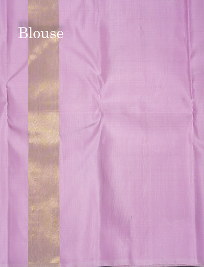 Beautiful Cream White 8Kol Pure Kanjivaram Silk Saree With Traditional Temple Border