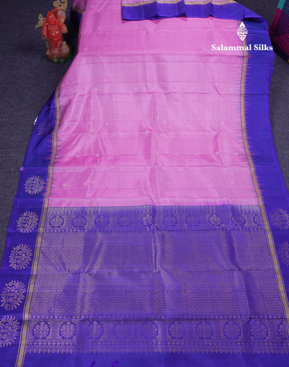 Beautiful Dual Tone Rexona Green Pure Kanjivaram Silk Saree With Contrast Navy Blue Fancy Border