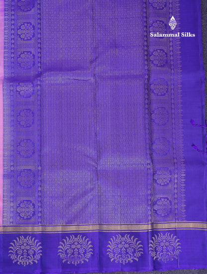 Beautiful Dual Tone Rexona Green Pure Kanjivaram Silk Saree With Contrast Navy Blue Fancy Border