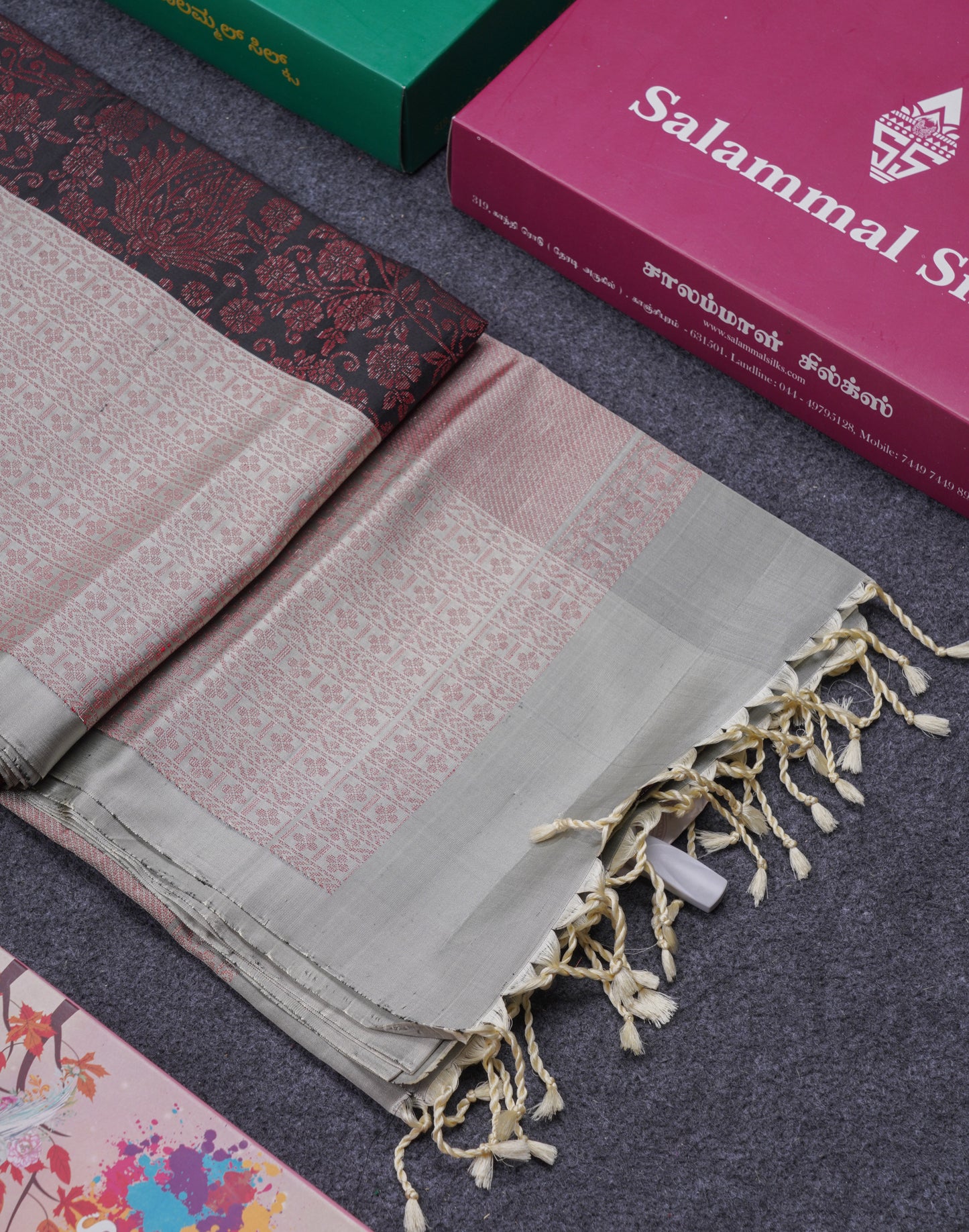 Beautiful Black Pure Kanjivaram Soft Silk Saree With Contrast Grey One Side Border