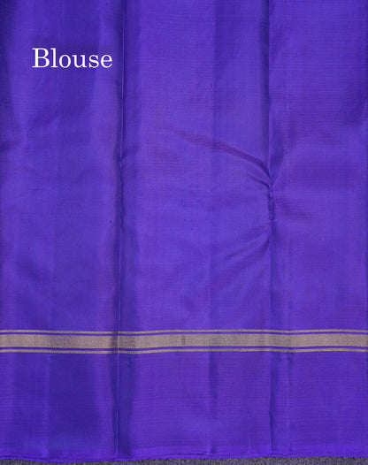 Beautiful Dual Tone Rexona Green Pure Kanjivaram Silk Saree With Contrast Navy Blue Fancy Border