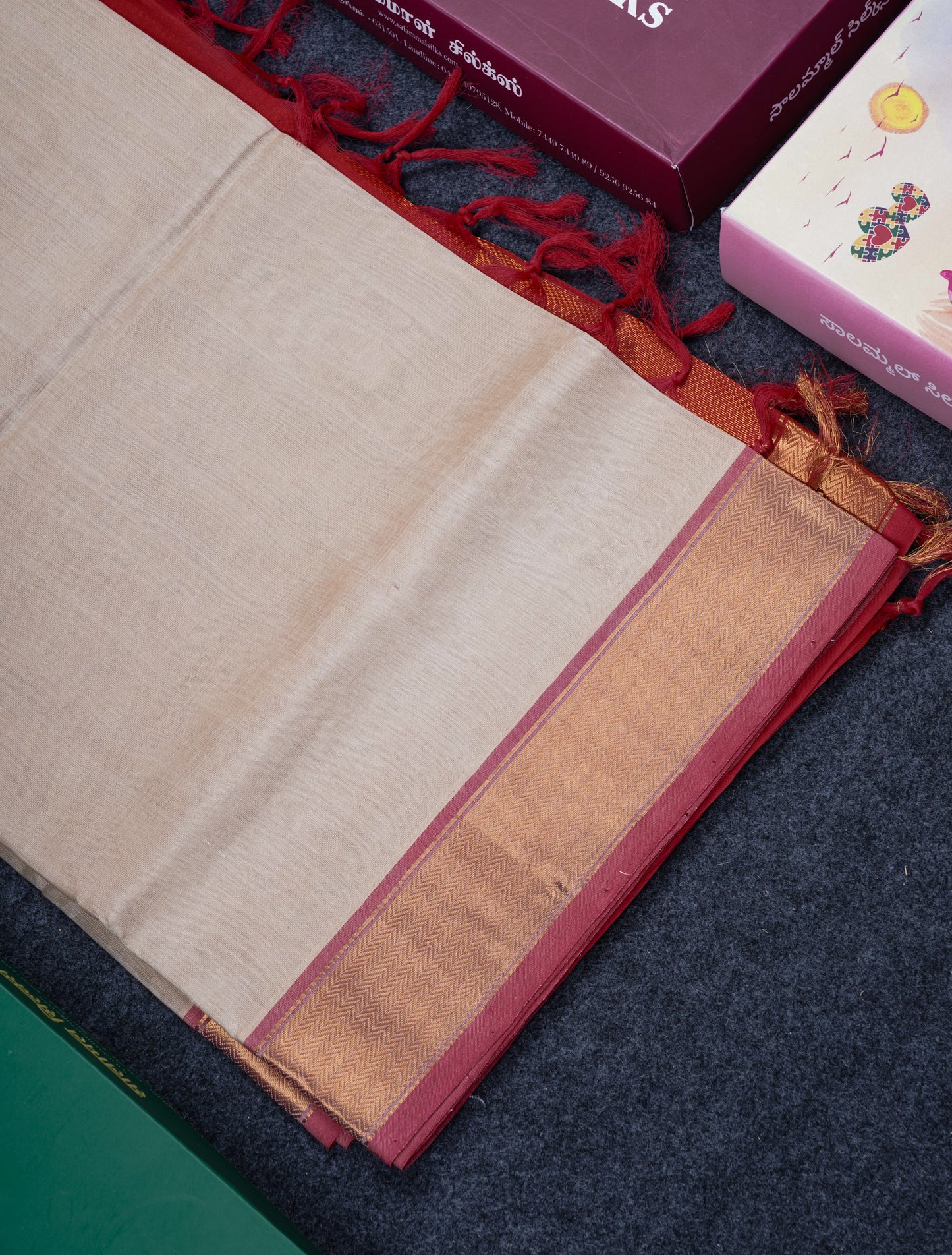 Half White Pure Silk Cotton Saree With Contrast Reddish Pink Blouse