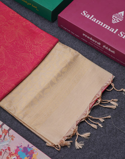 Beautiful Dual Tone Pink Pure Kanjivaram Soft Silk Saree With Contrast Sandal Blouse