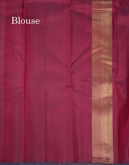 Beautiful Dual Tone Navy Blue 8Kol Pure Kanjivaram Silk Saree With Traditional Temple Border
