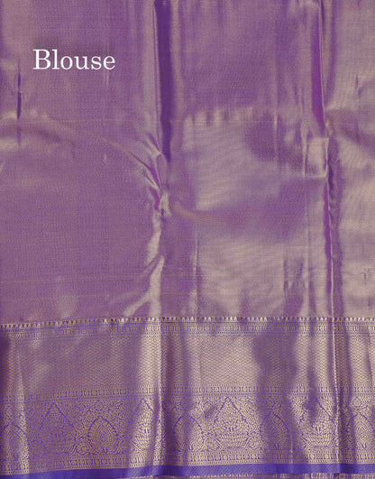 Tissue Bridal Semi Silk Saree - Sandal Colour Body With Contrast Violet Border