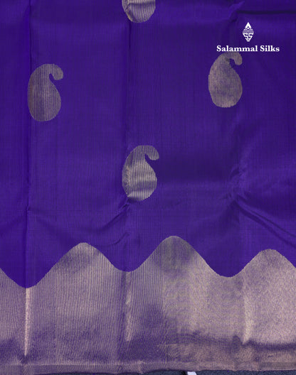 Beautiful Dual Tone Navy Blue 8Kol Pure Kanjivaram Silk Saree With Blouse